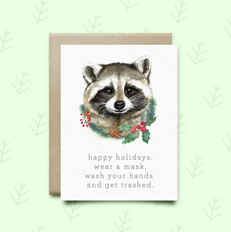 Wild Canary Holiday Raccoon Card